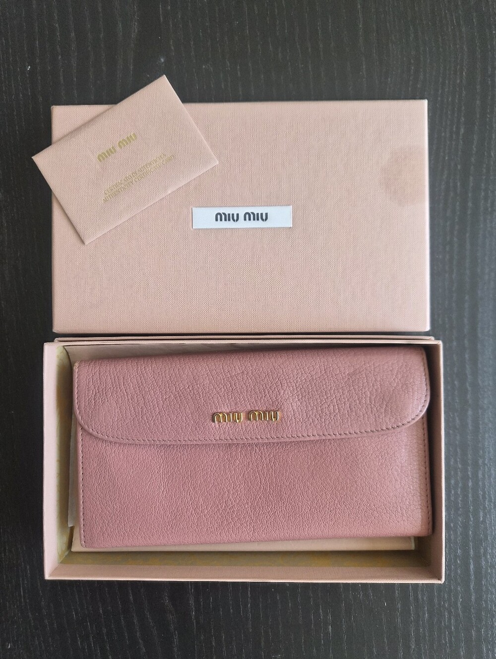 Miu Miu Dusty Pink Leather Flap Continental Wallet